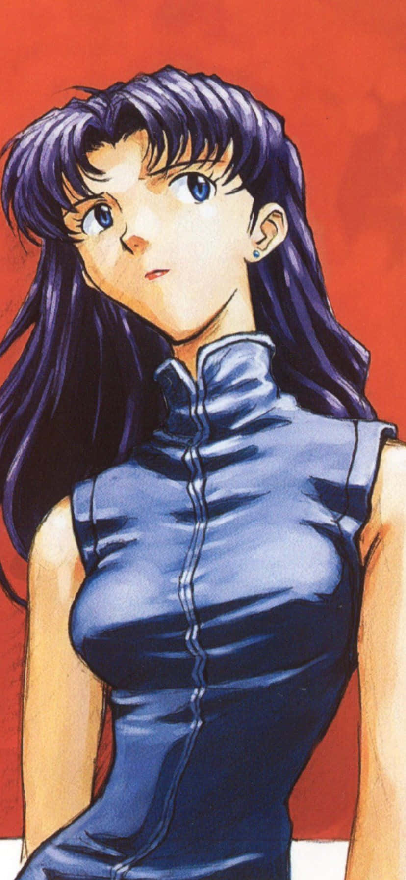 Misato Katsuragi Striking A Confident Pose Wallpaper