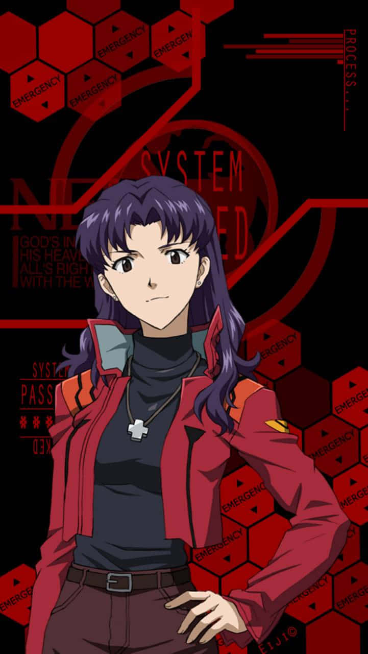 Misato Katsuragi Striking A Pose In Her Casual Look Wallpaper