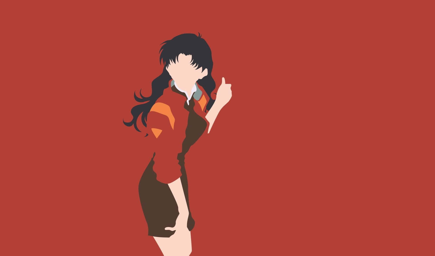 Misato Katsuragi Striking A Pose In Her Iconic Outfit. Wallpaper