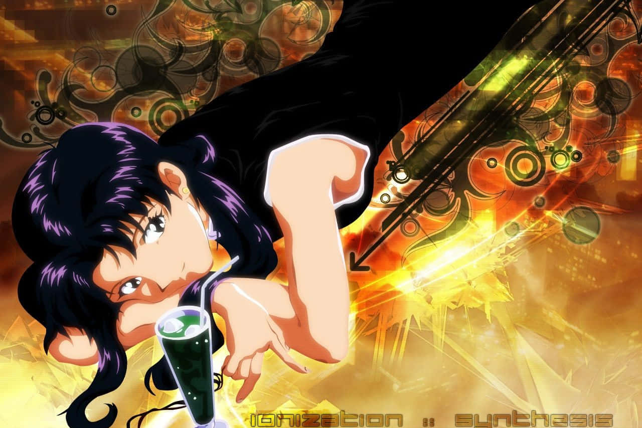 Misato Katsuragi Striking A Pose In Her Iconic Outfit Wallpaper