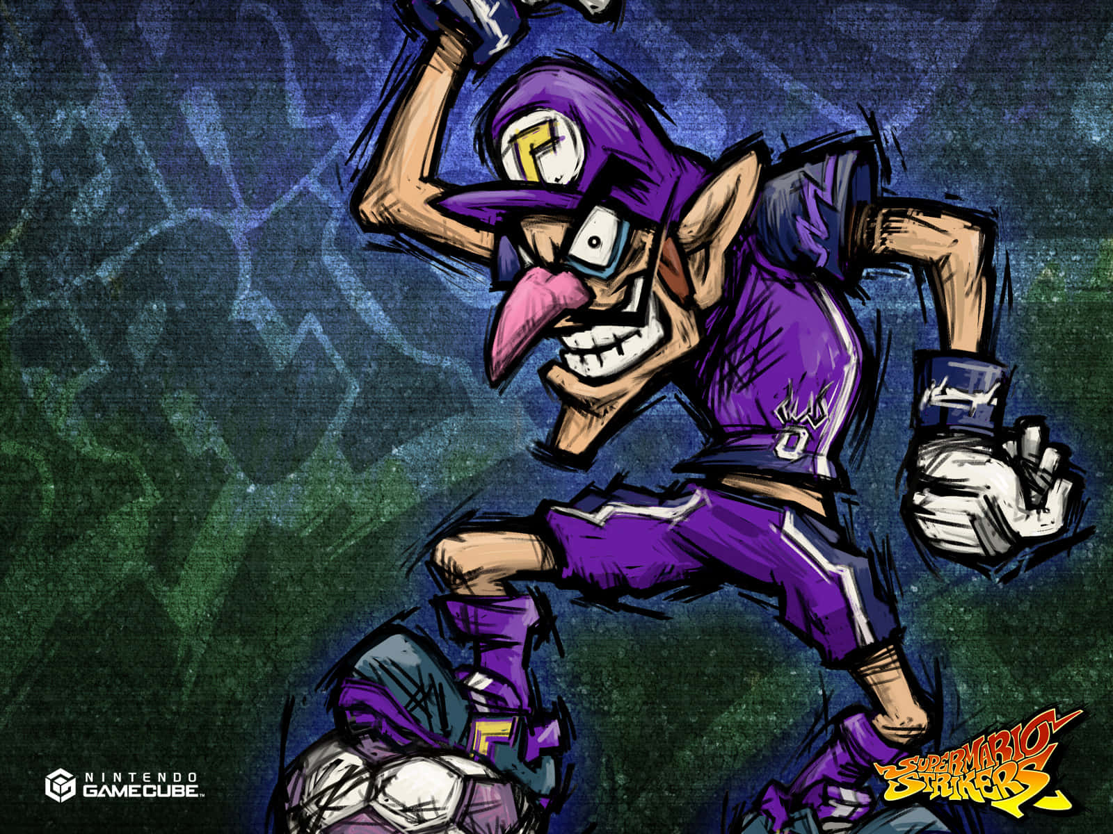 Mischievous Waluigi On A Fiery Adventure Wallpaper