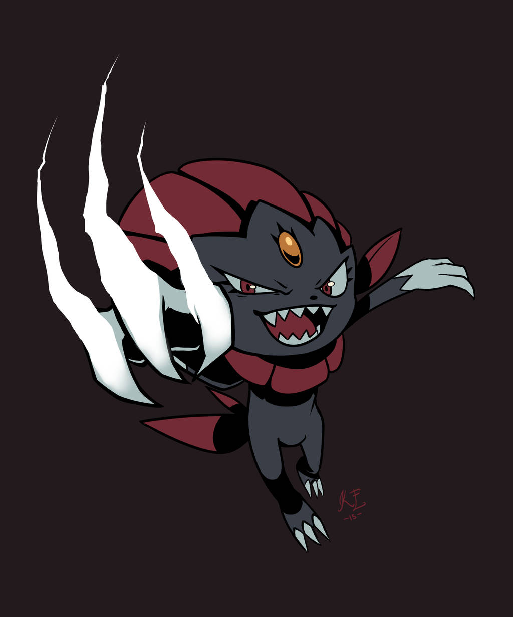 Mischievous Weavile Attacking Wallpaper