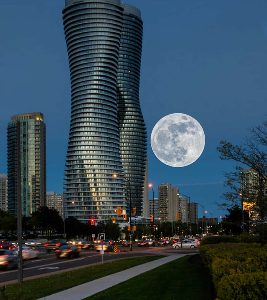 Mississauga Absolute Towers Moonlit Night Wallpaper