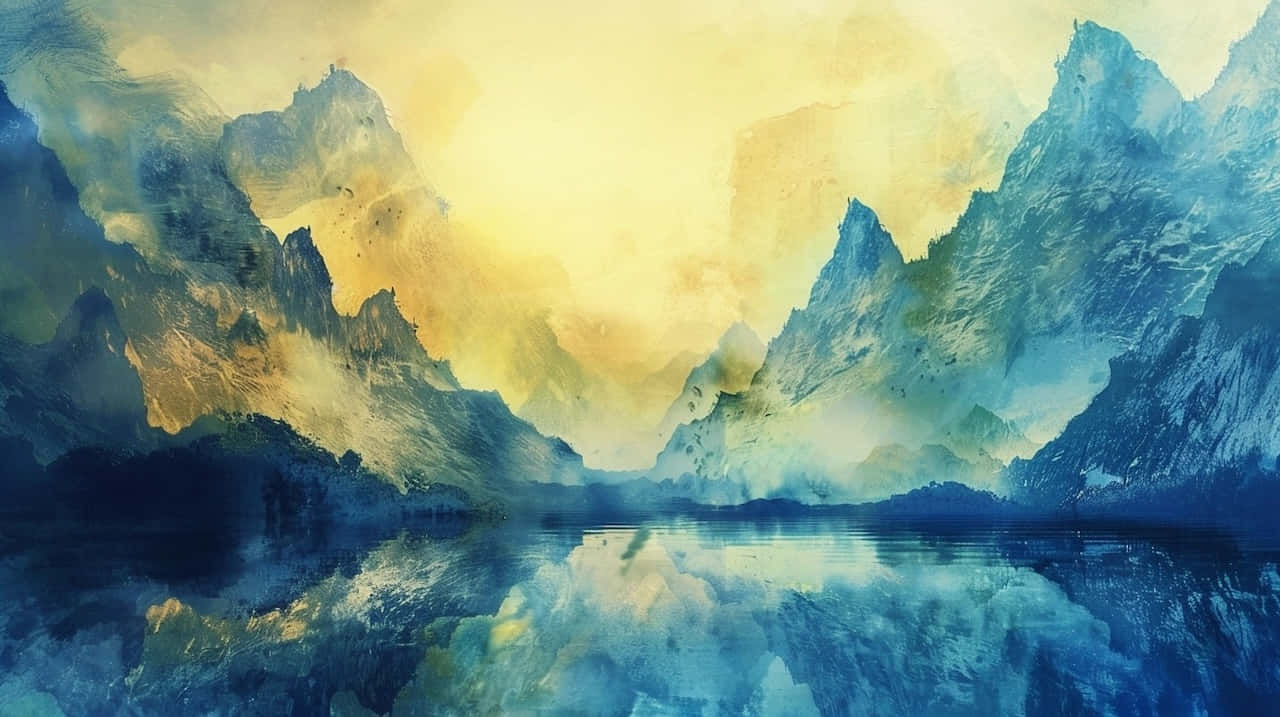 Misty_ Blue_and_ Yellow_ Mountain_ Landscape Wallpaper