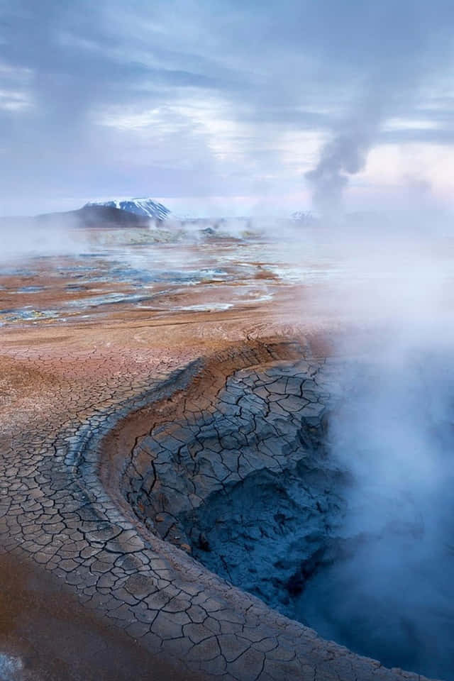 Misty Geothermal Landscape Wallpaper