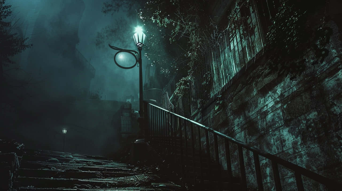 Misty_ Night_at_the_ Street_ Lamp Wallpaper