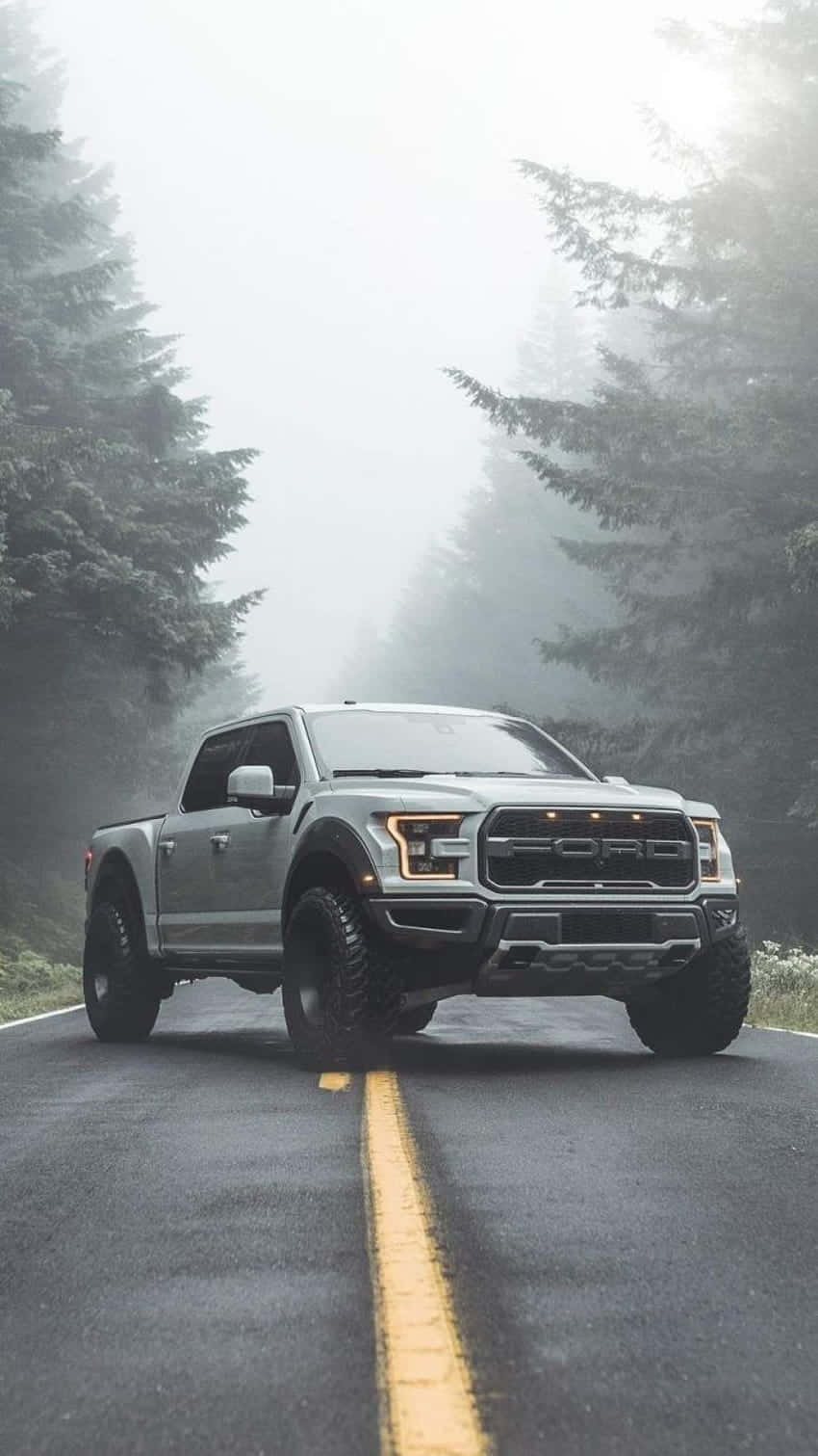 Misty Road Ford Truck Dominance Wallpaper