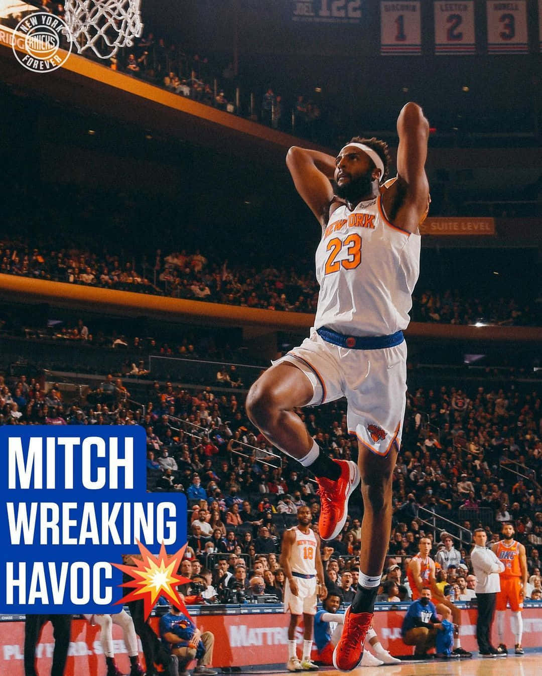 Mitchell Robinson Mitch Wreaking Havoc Poster Nba Wallpaper