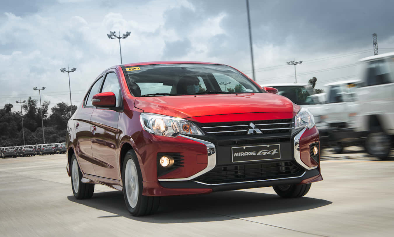 Mitsubishi Mirage G4 Red Sedan Dynamic Angle Wallpaper