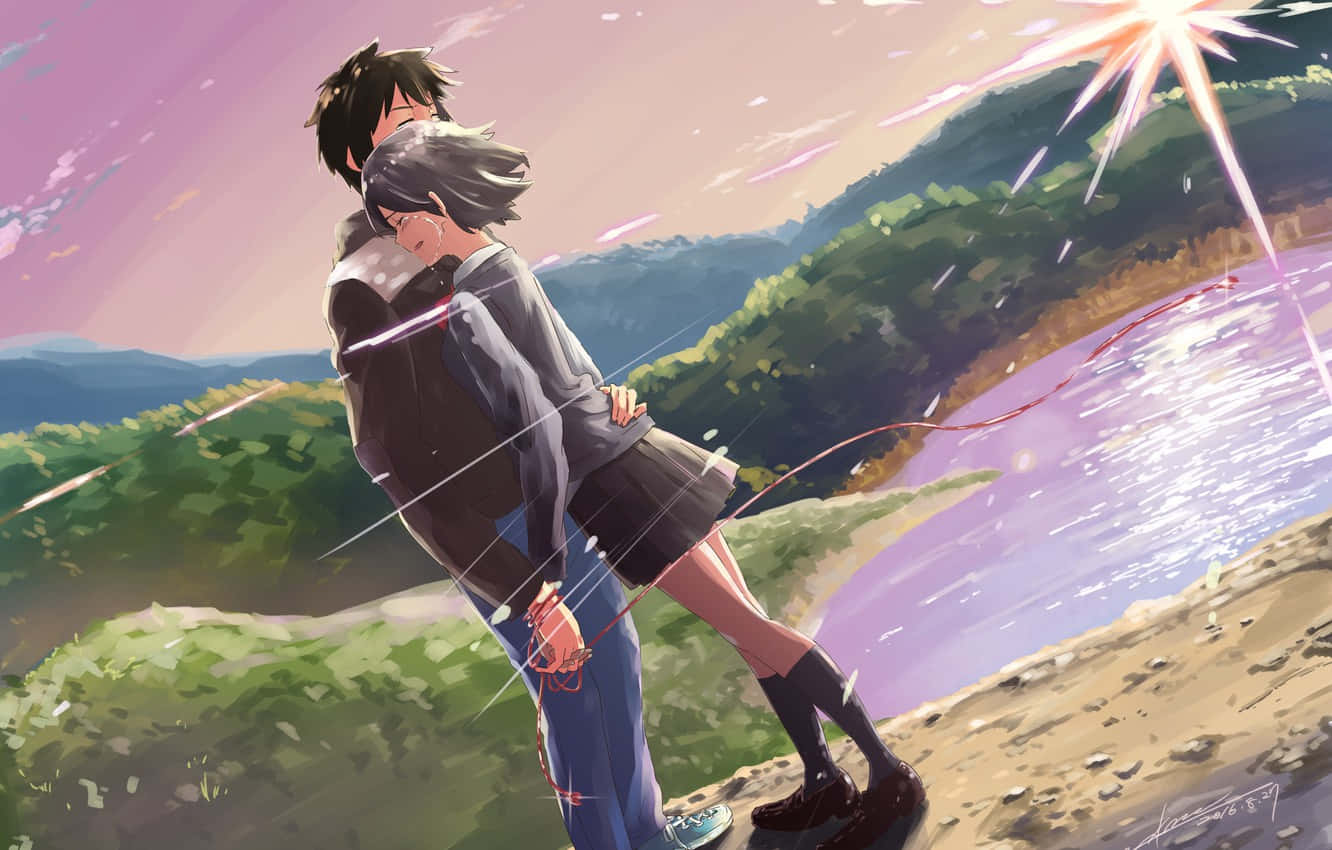 Mitsuha And Taki Romance Anime Landscape Wallpaper