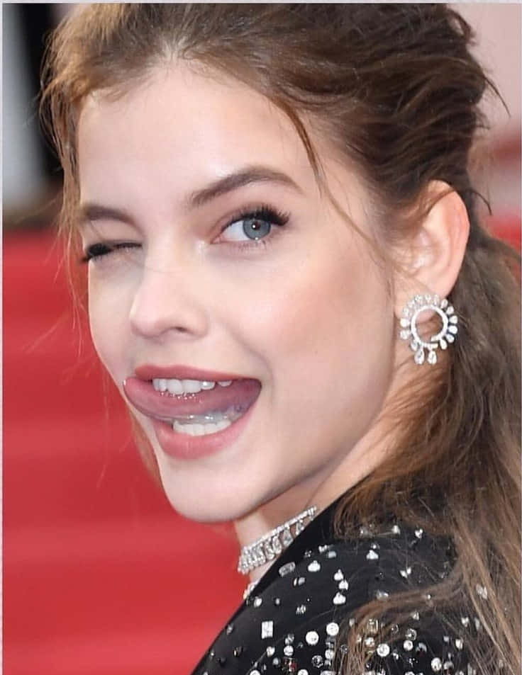 Model Barbara Palvin Tongue Out Wallpaper