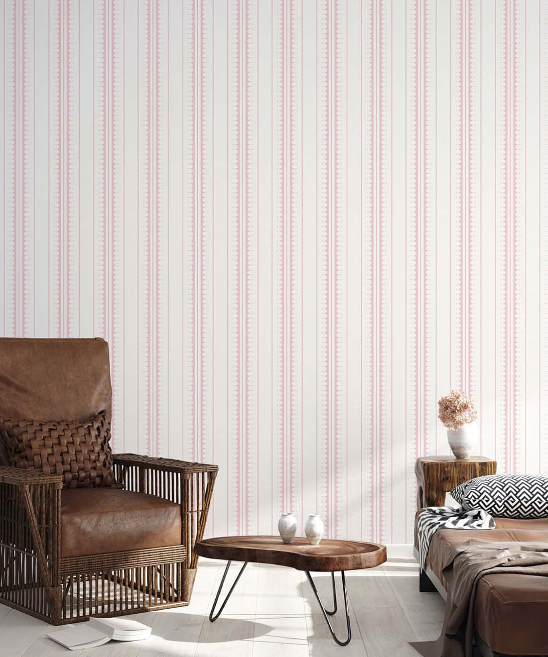 Modern Blush Striped Wallpaper Room Wallpaper