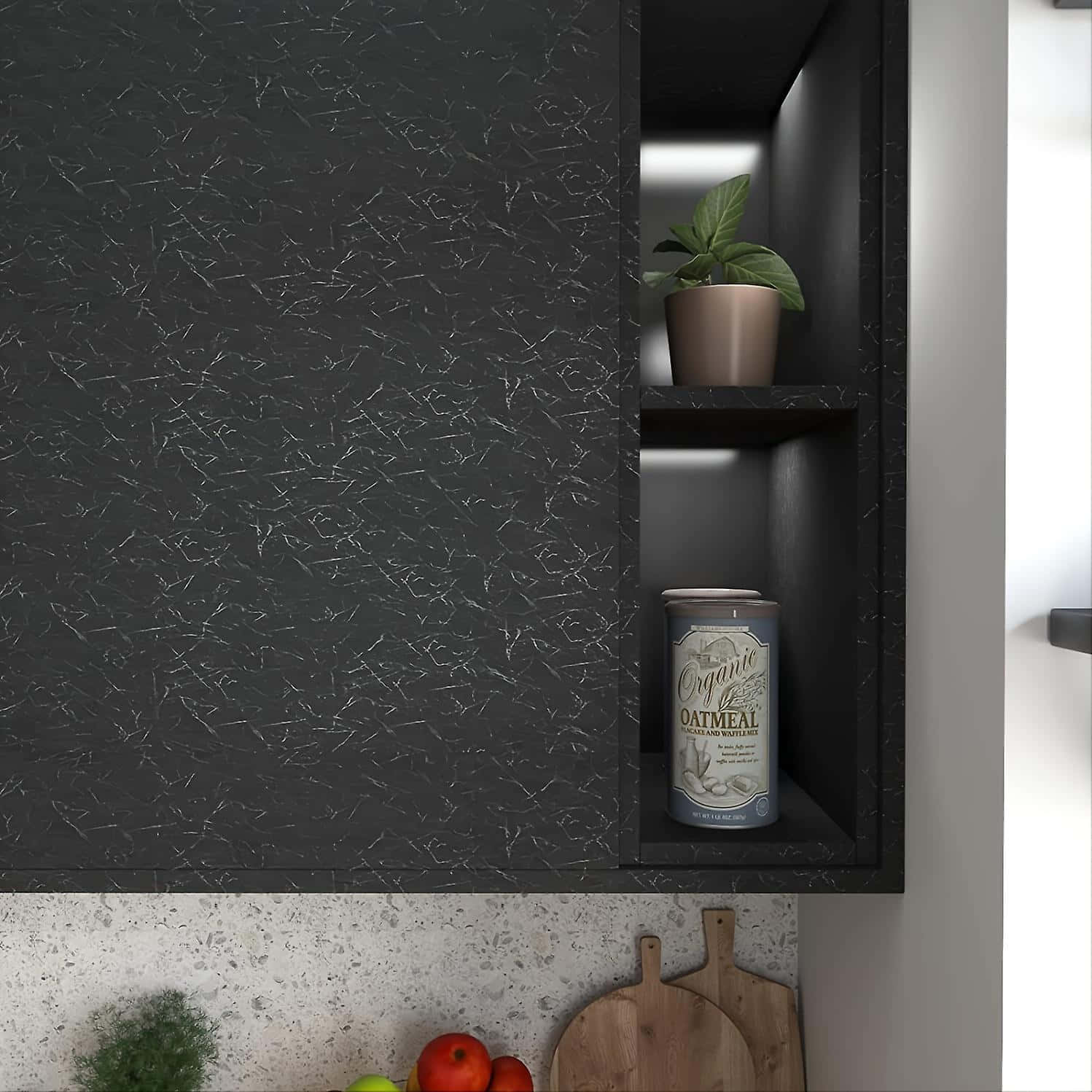 Modern Kitchen Black Silk Countertop Wallpaper