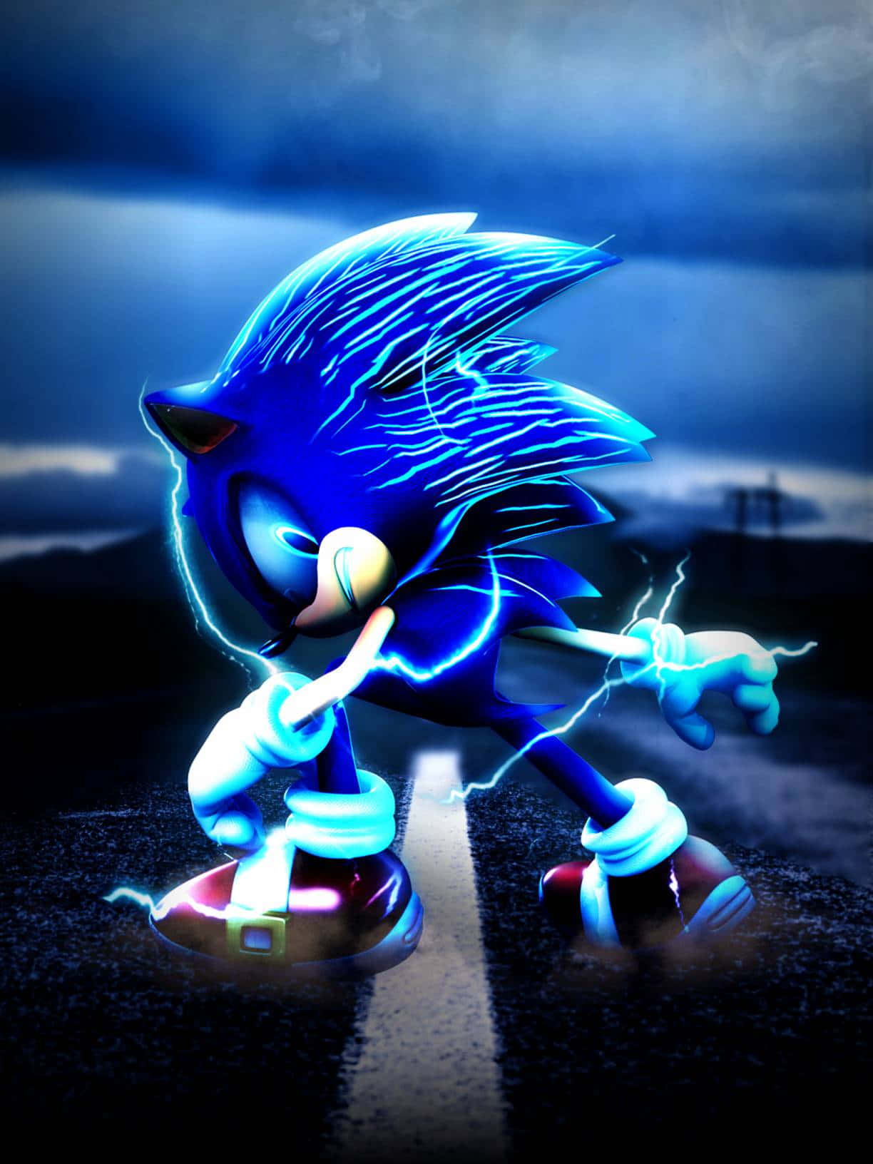 Modern Sonic Speeding Through The City Wallpaper