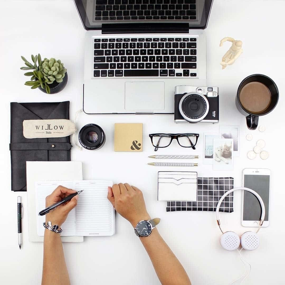 Modern Workplace Flatlay Wallpaper