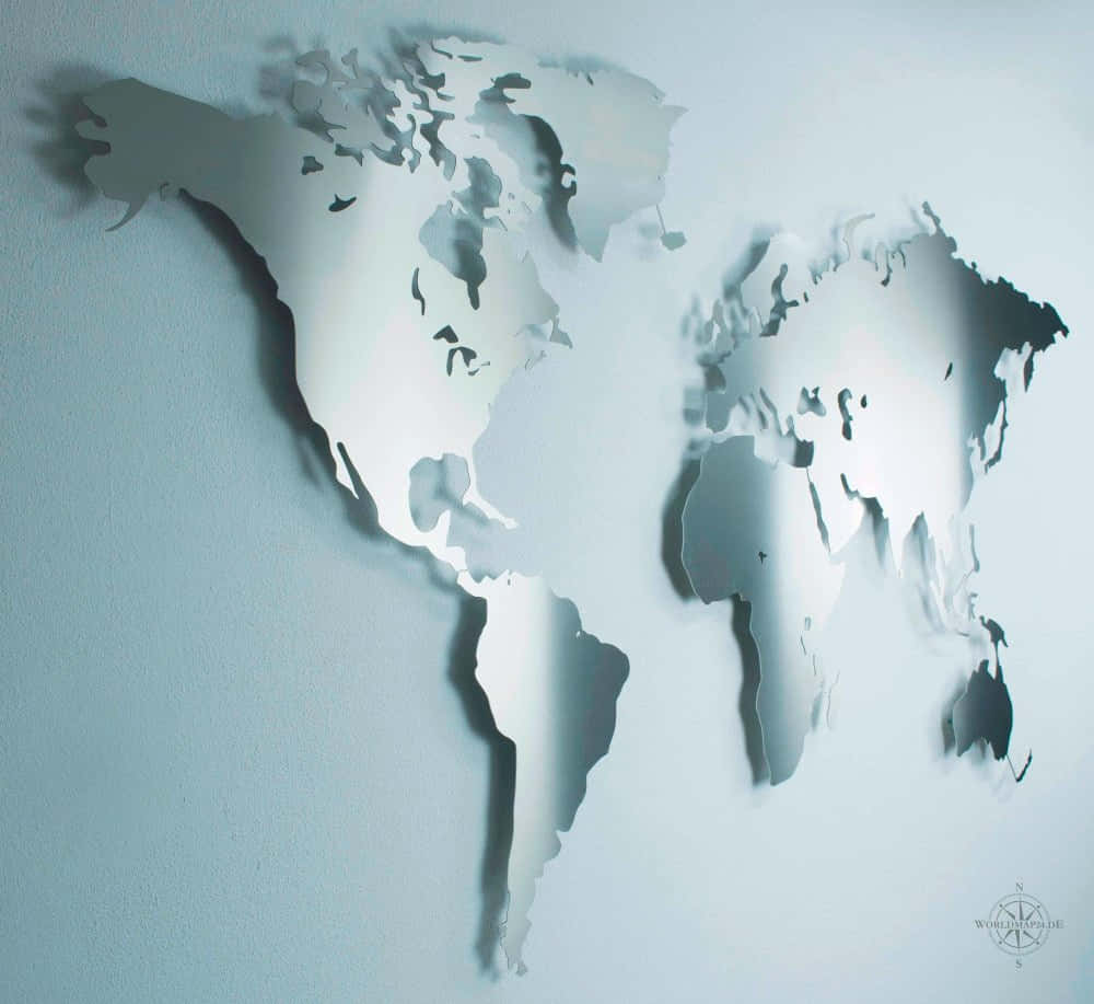 Modern3 D World Map Wall Art Wallpaper