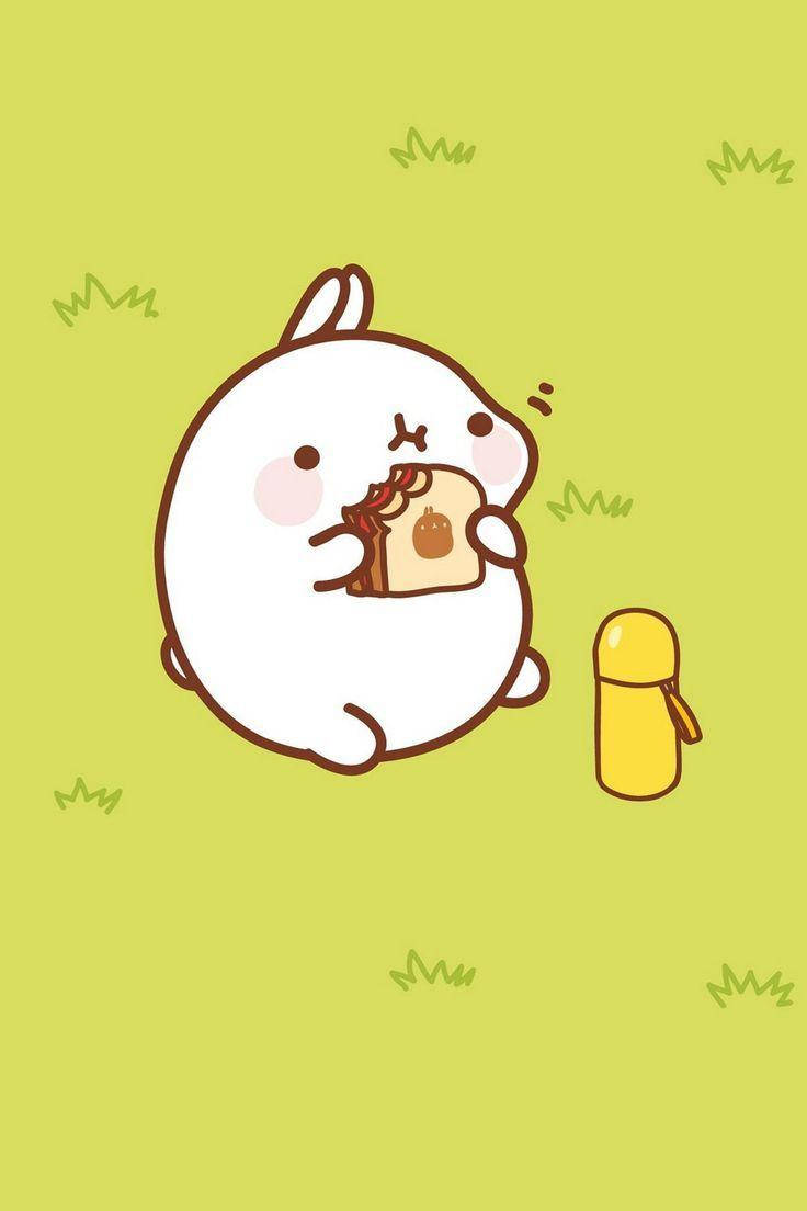 Molang Eating A Sandwich Wallpaper