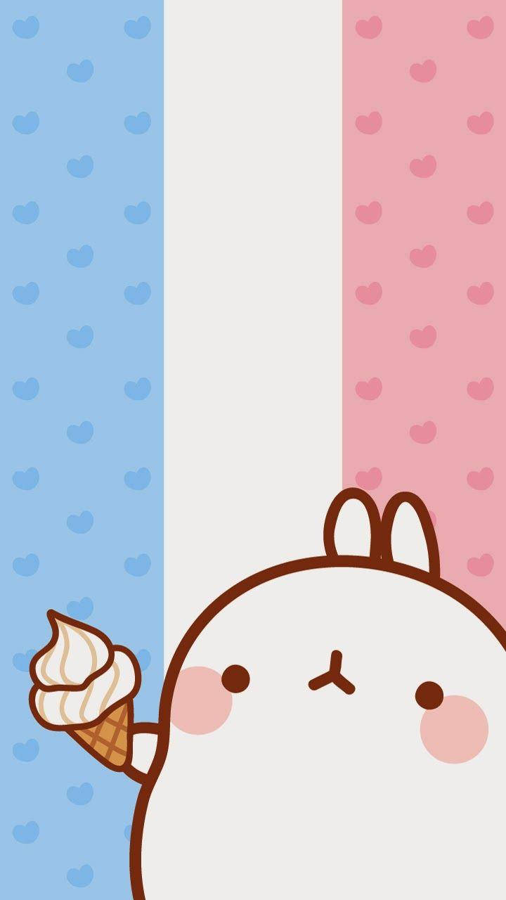 Molang Three-colored Stripes Wallpaper