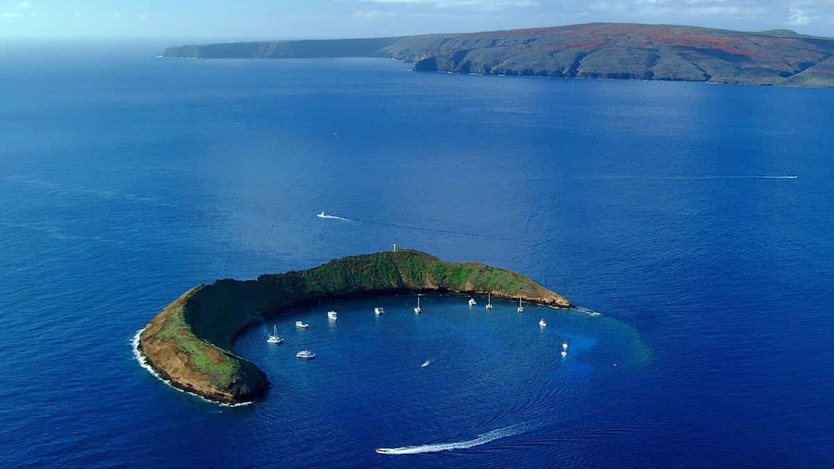 Molokini Crater Aerial View Wallpaper