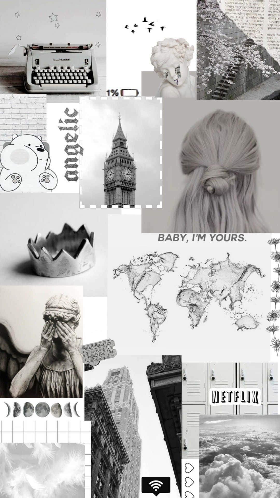 Monochrome Aesthetic Collage Wallpaper