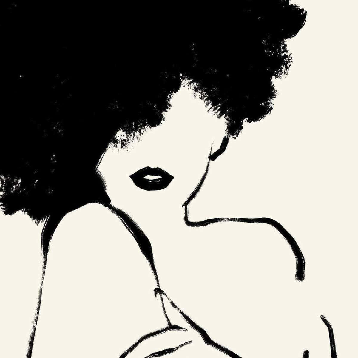 Monochrome Afro Latina Art Wallpaper