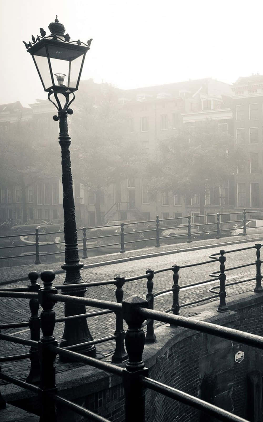 Monochrome Cityscape With A Deserted Street Corner Wallpaper