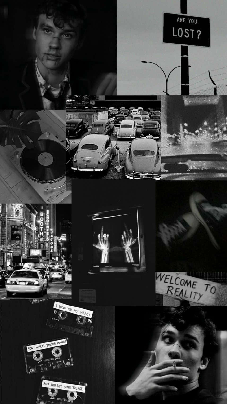 Monochrome Collageof Urban Lifeand Entertainment Wallpaper