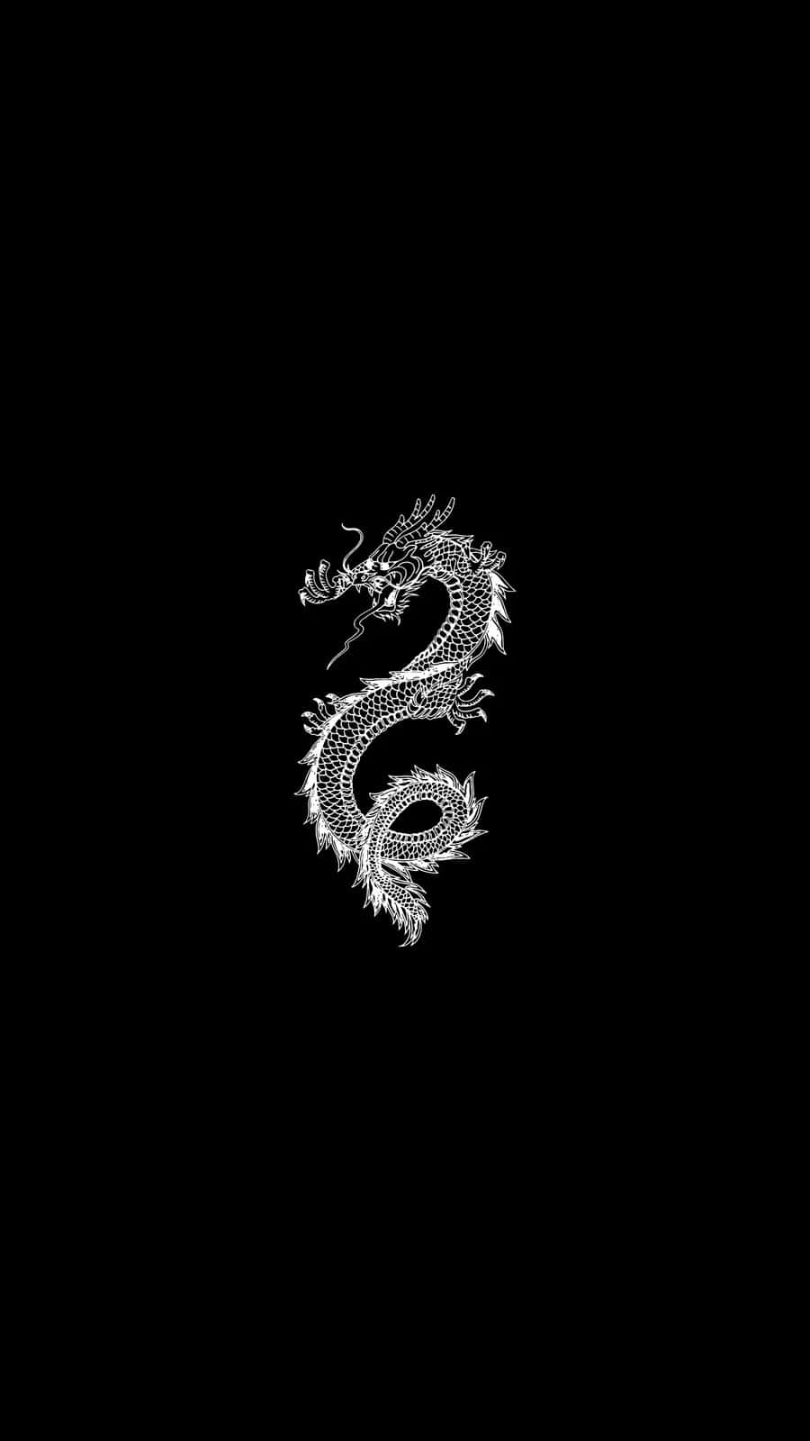 Monochrome Dragon Art Dark Background Wallpaper