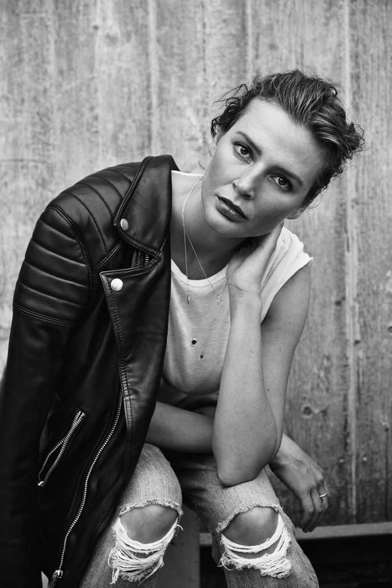 Monochrome Portrait Leather Jacket Wallpaper