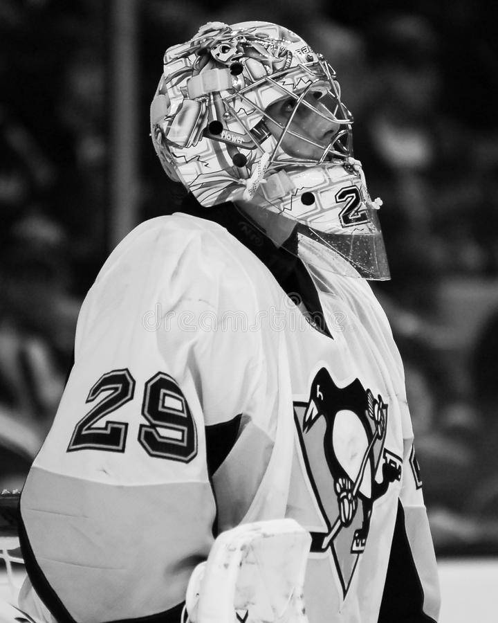 Monochrome Poster Of Marc Andre Fleury Wallpaper