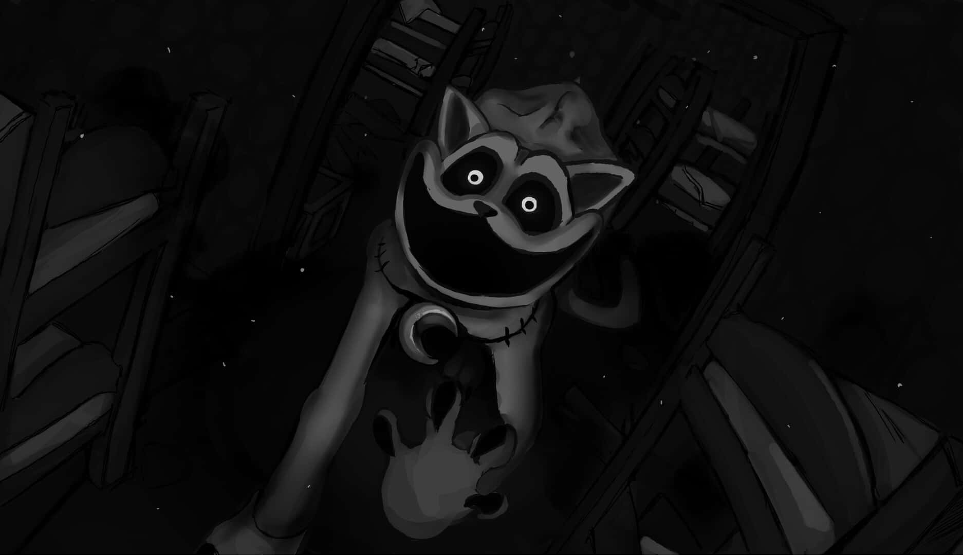 Monochrome Raccoon Cartoon Wallpaper