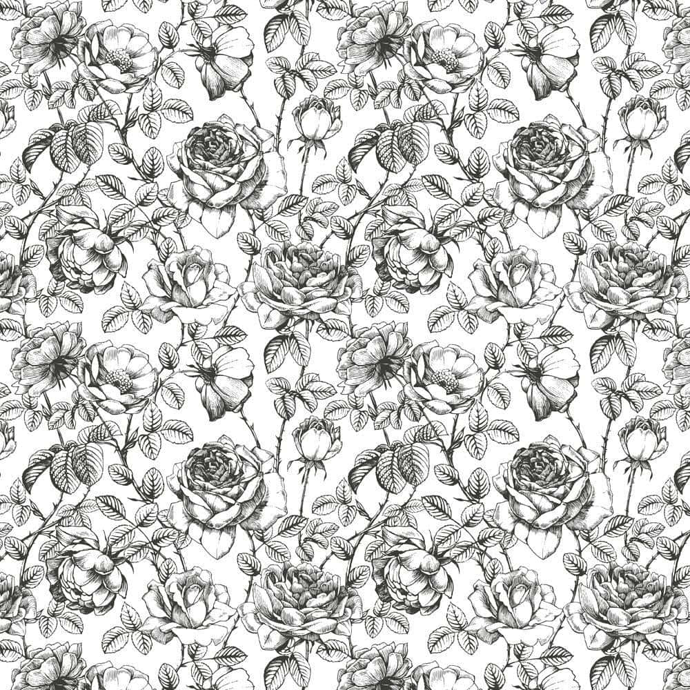 Monochrome Rose Pattern.jpg Wallpaper