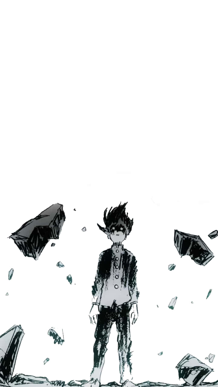 Monochrome Sketch Mob Psycho Iphone Wallpaper