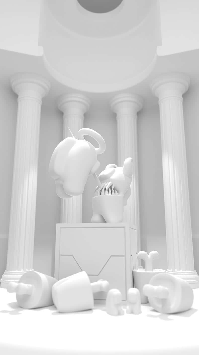 Monochrome3 D Aesthetic Sculpture Display Wallpaper