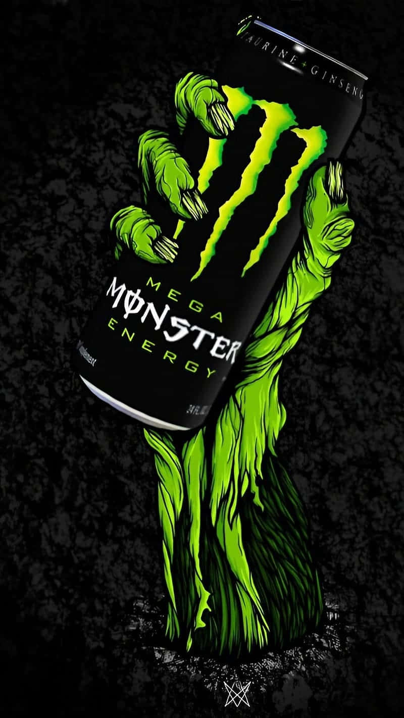 Monster Energy Can Grippedby Green Beast Wallpaper