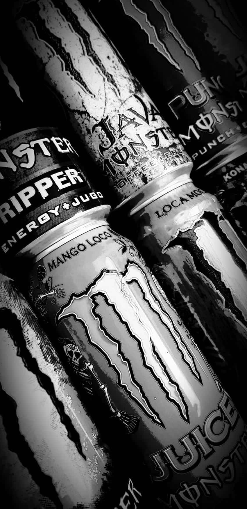 Monster Energy Drink Variety Blackand White Wallpaper