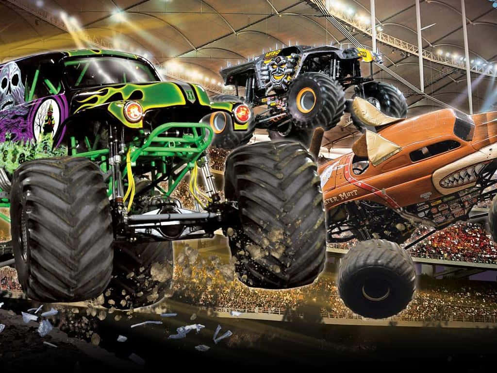 Monster Mutt And Maximum Destruction Monster Truck Wallpaper