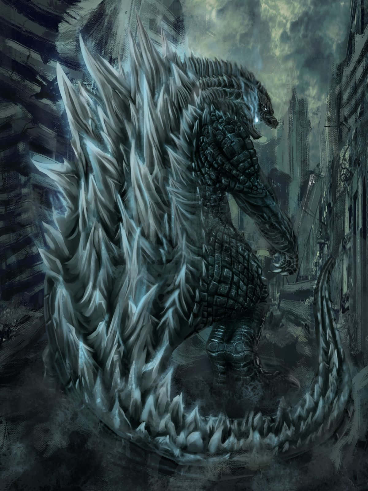 Monstrous Godzilla Art - Roaring In The City Wallpaper