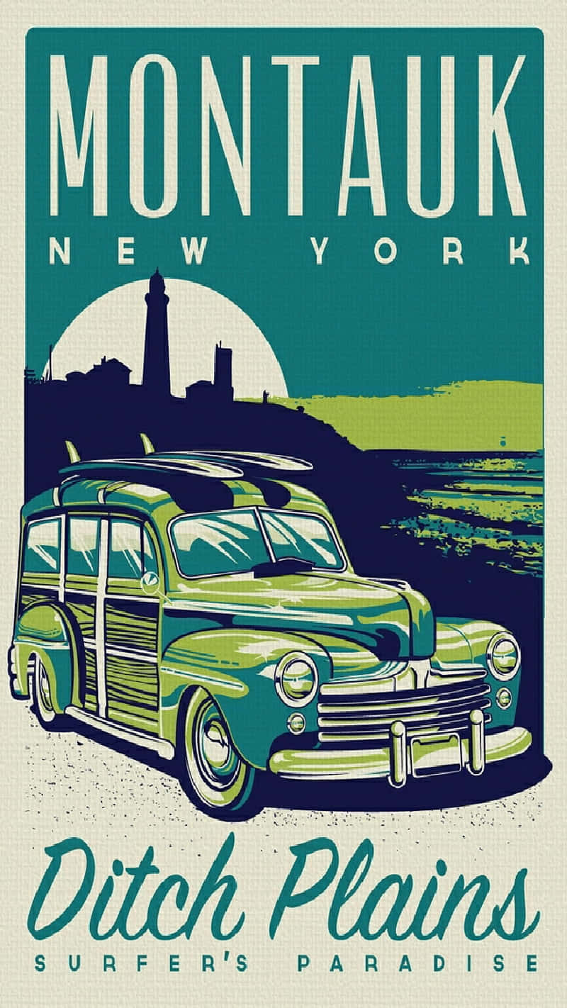 Montauk New York Vintage Travel Poster Wallpaper