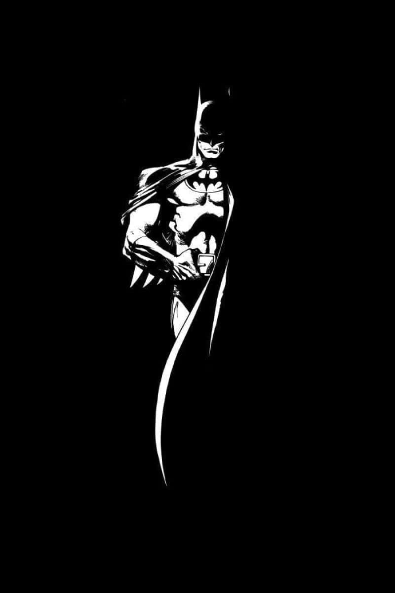 Moody Batman On Rooftop In Monochromatic Artwork Wallpaper