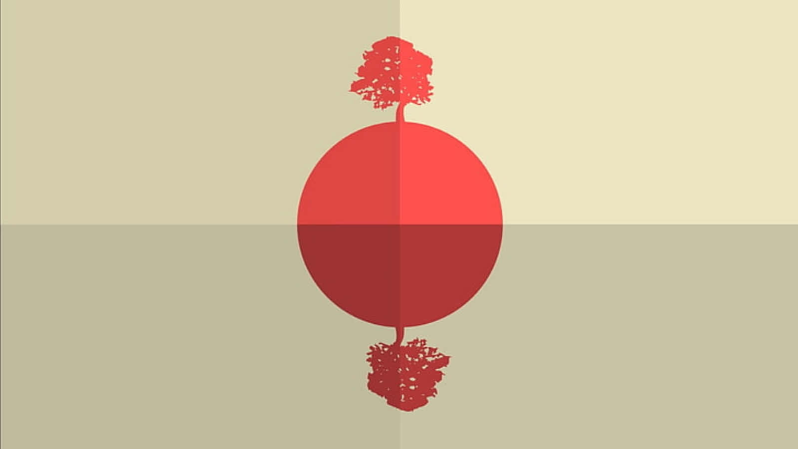 Moon Tree Japanese Minimalist Art Wallpaper