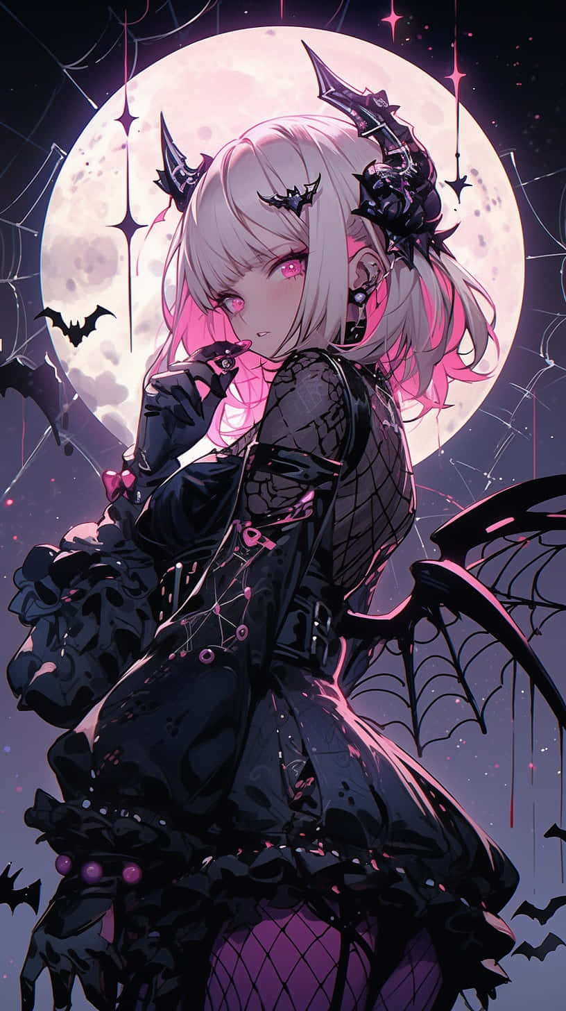 Moonlit Demon Girl Anime Art Wallpaper