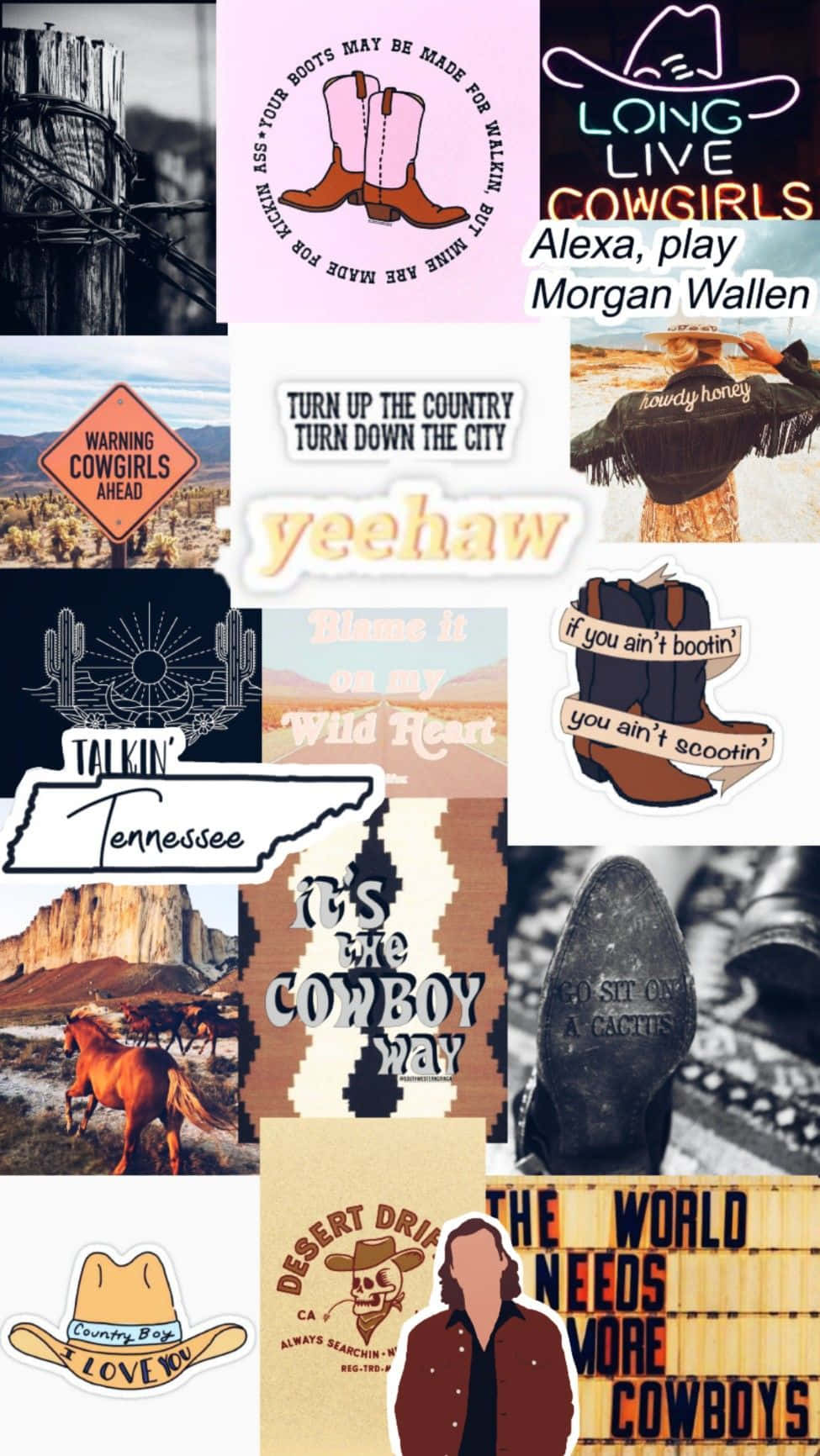 Morgan Wallen Country Aesthetic Collage Wallpaper