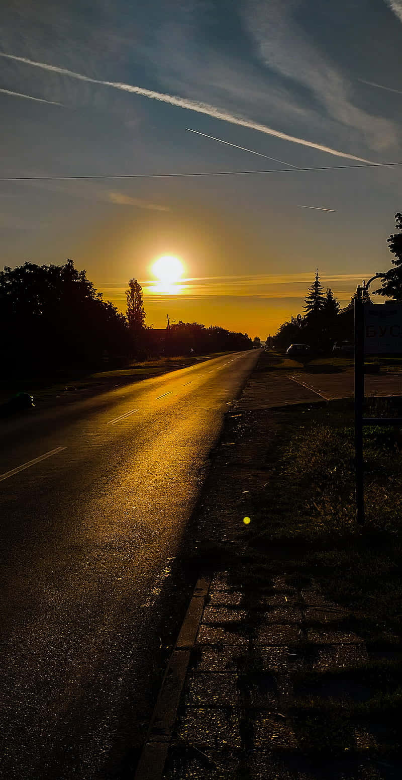 Morning Sunrise Roadside Wallpaper