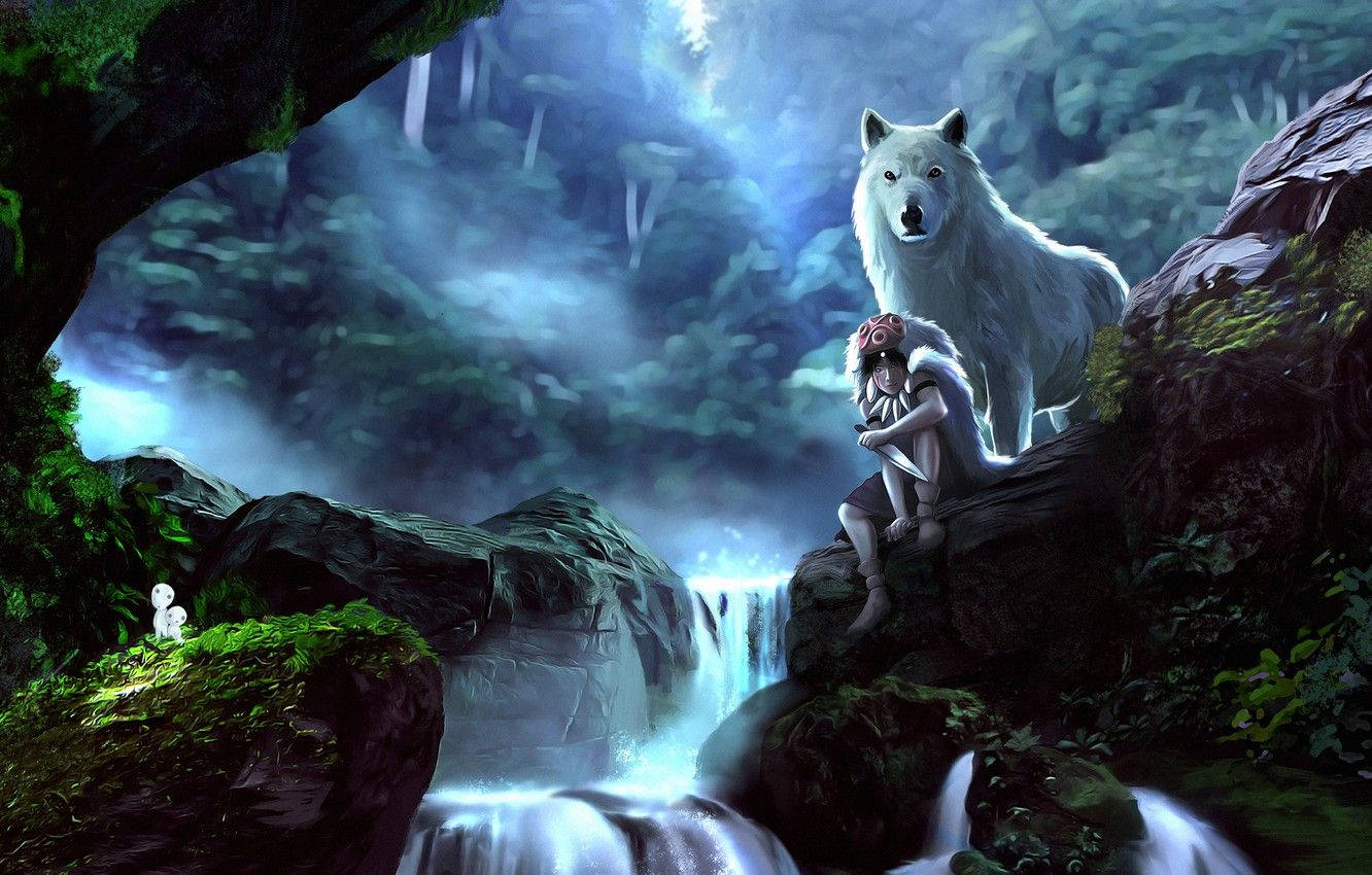 Moro, A Wise Wolf God From Princess Mononoke Wallpaper