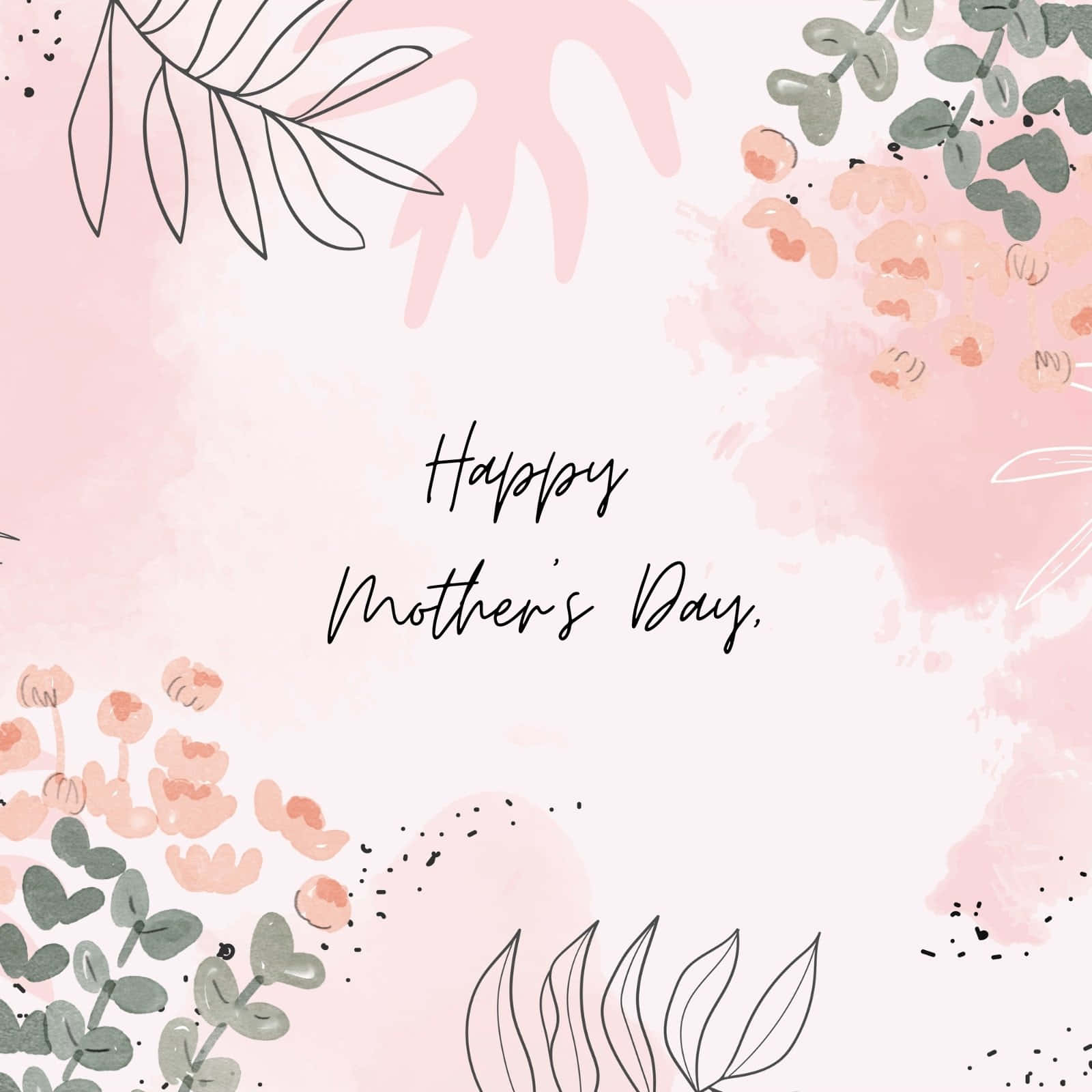 Mothers Day Pastel Floral Greeting Wallpaper