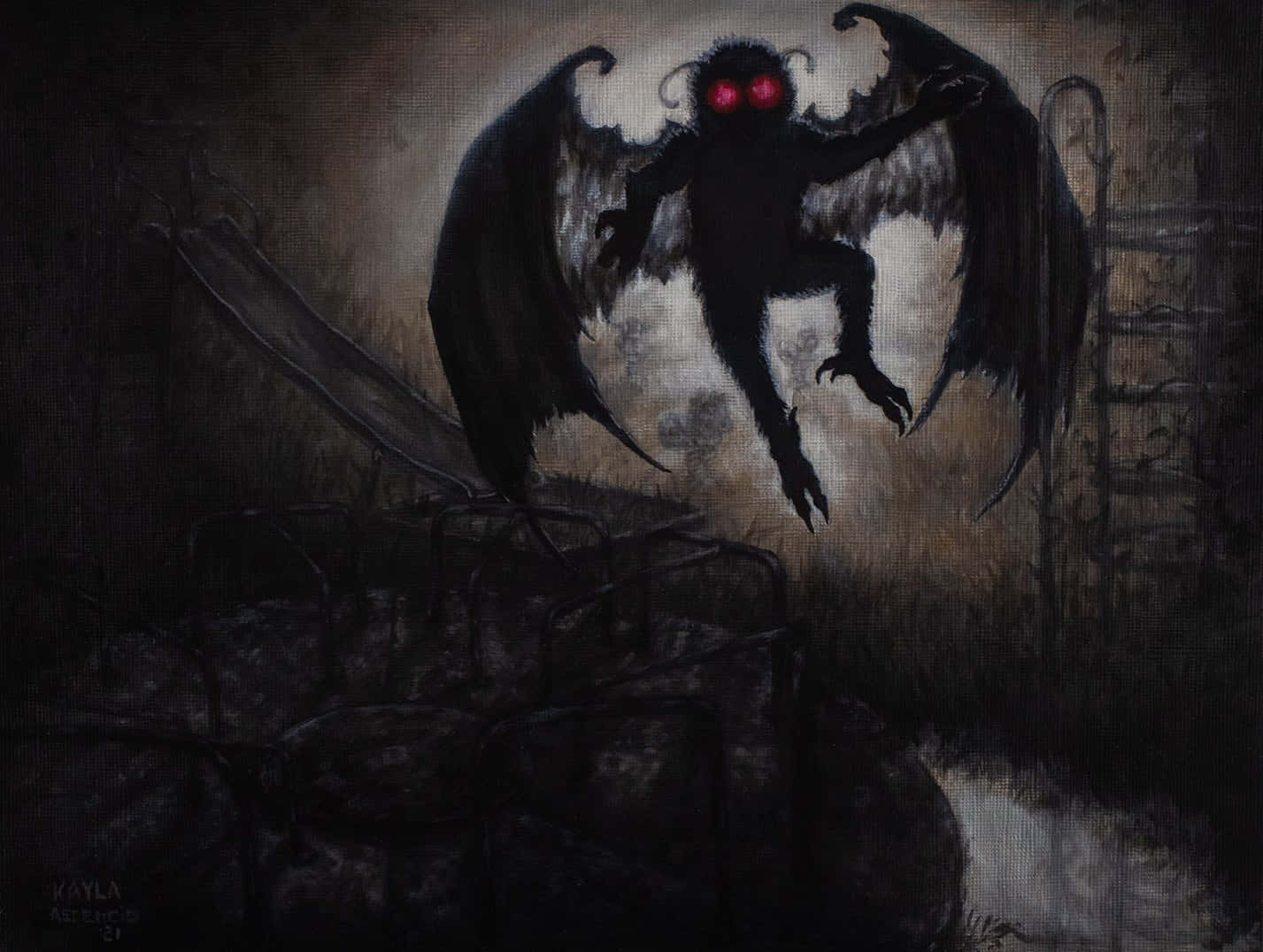 Mothman_ Cryptid_ Artwork Wallpaper