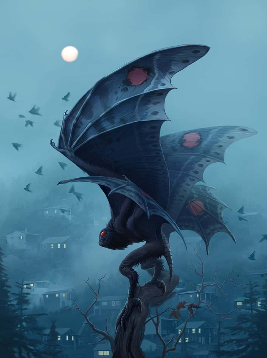 Mothman Cryptid Illustration Wallpaper