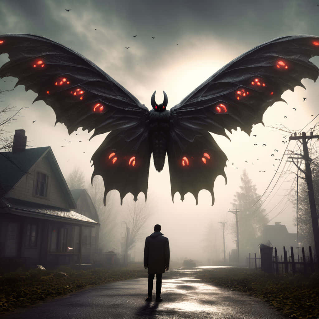 Mothman_ Encounter_ Foggy_ Town Wallpaper