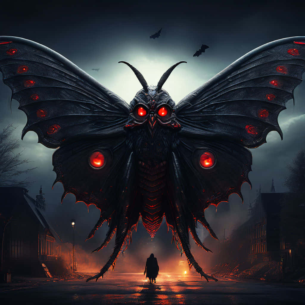 Mothman_ Encounter_ Nighttime_ Town Wallpaper